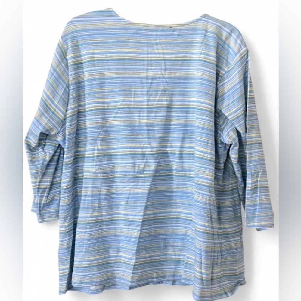Liz Claiborne Blue Striped Vneck Wrap Style 3/4 Length Sleeve Blouse/NWT/3XL - Picture 3 of 3